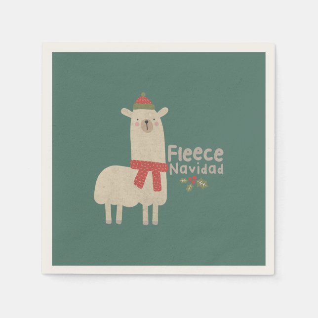 Christmas Llama Pun: Fleece Navidad Napkins (Front)