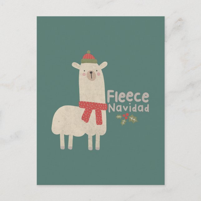Christmas Llama Pun: Fleece Navidad Postcard (Front)