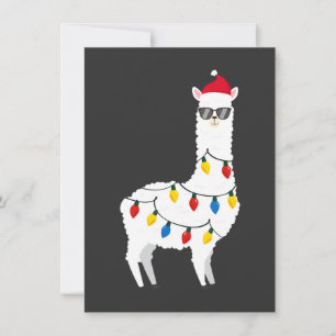 Christmas Llama Santa Hat Sunglasses Alpaca Funny Invitation