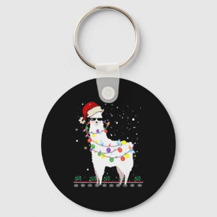 Christmas Llama Santa Hat Ugly Xmas Tree Alpaca Gi Keychain