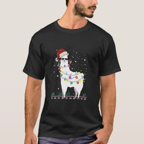 Christmas Llama Santa Hat Ugly Xmas Tree Alpaca Sh T_Shirt