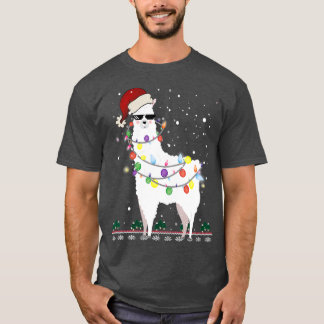 Christmas Llama Santa Hat Ugly Xmas Tree Alpaca T-Shirt