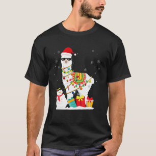 Christmas Llama Santa Hat Ugly Xmas Tree Alpaca T-Shirt