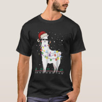 Christmas Llama Santa Hat Ugly Xmas Tree Alpaca T-Shirt