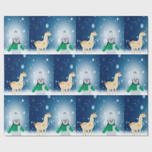 Christmas Llama snowman Wrapping Paper