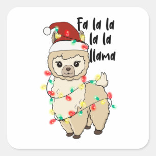 Christmas Llama Square Sticker