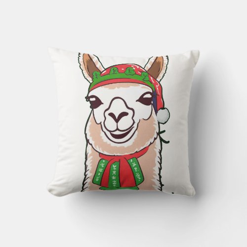 Christmas LLama Throw Pillow