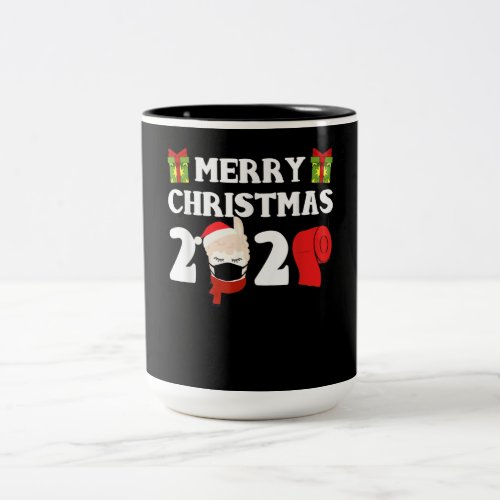 Christmas Llama Wearing Face Mask Cute Gift Two_Tone Coffee Mug