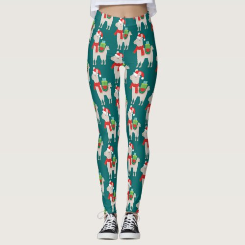 Christmas Llamas Leggings