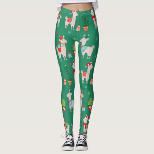 Christmas Llamas Leggings