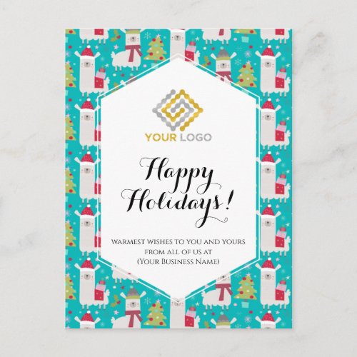 Christmas Llamas Logo Business Postcard