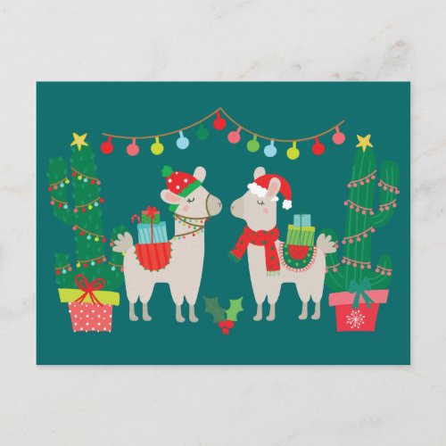 Christmas Llamas Postcard
