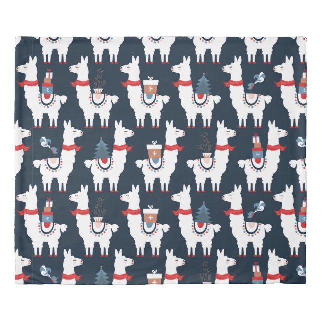Christmas llamas seamless pattern duvet cover (Front)