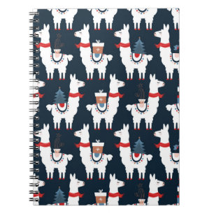 Christmas llamas seamless pattern notebook