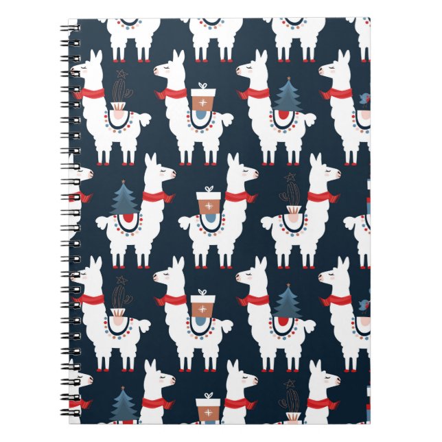 Christmas llamas seamless pattern notebook (Front)
