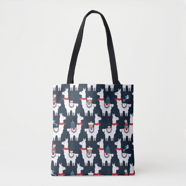 Christmas llamas seamless pattern tote bag (Front)