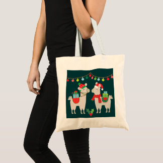 Christmas Llamas Tote Bag