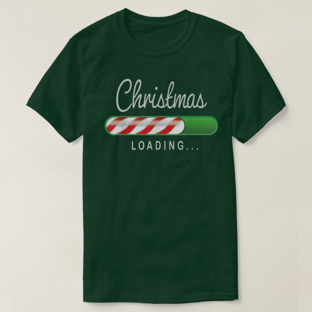 Christmas Loading Holiday Candy Cane Nerd Geek Fun T-Shirt (Design Front)