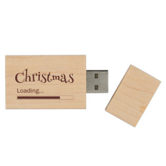 Christmas Loading USB Wooden Flash DRive