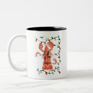 Christmas Lobster Crawfish Crustacean Watercolor Two-Tone Coffee Mug