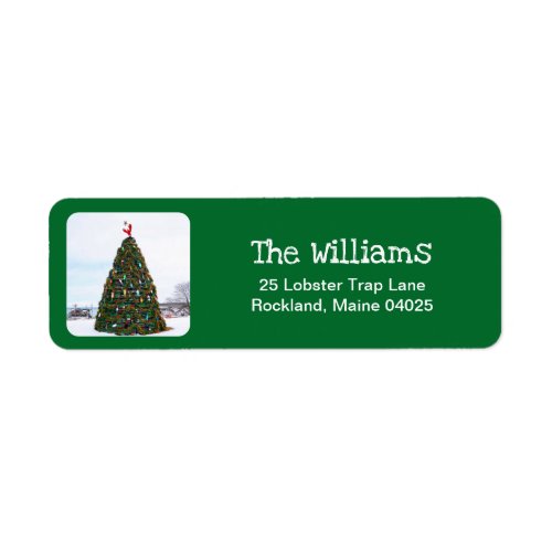 Christmas Lobster Trap Tree Return Address Label