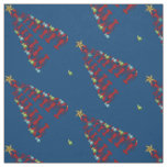 Christmas Lobster tree Nautical beach fabric blue