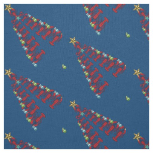 Christmas Lobster tree Nautical beach fabric blue
