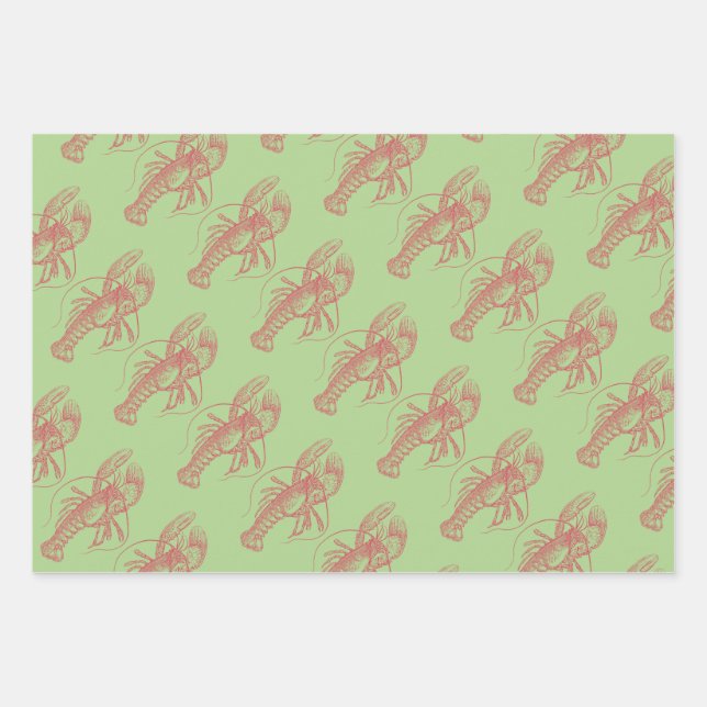 Christmas Lobster Wrapping Paper Sheets (Front)