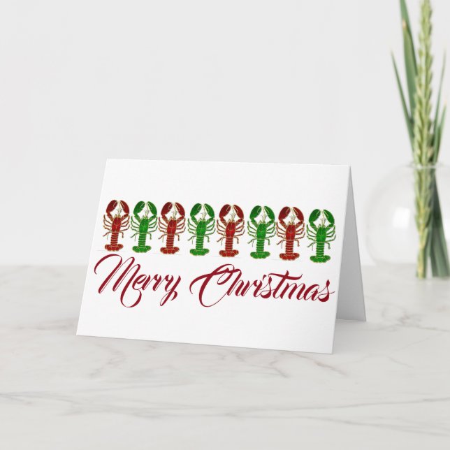 Christmas Lobsters Holiday Card (Front)