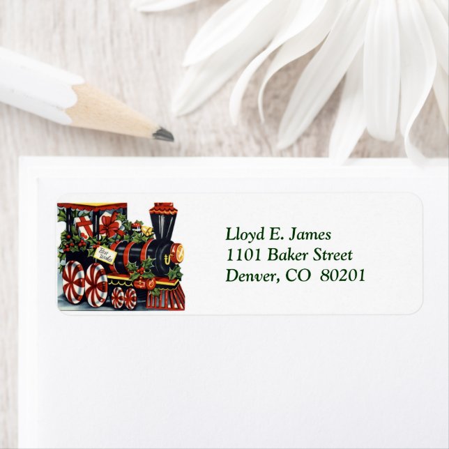Christmas Locomotive Return Address Label (Insitu)