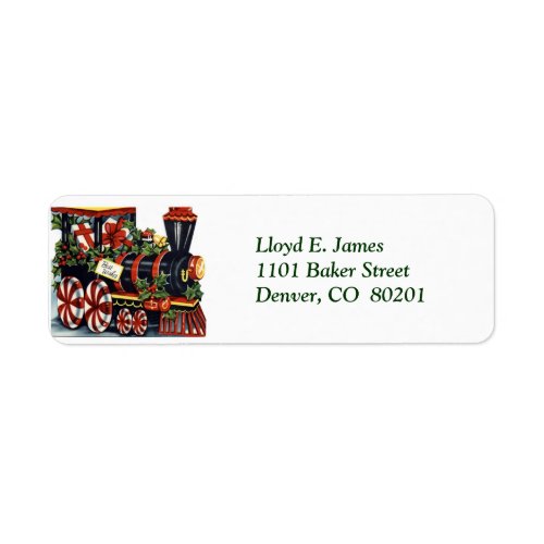 Christmas Locomotive Return Address Label