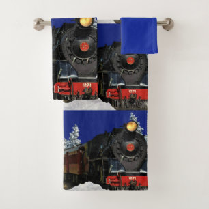 Christmas Locomotive Train / Bath Towel Set