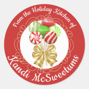 Christmas lollipop candy from the kitchen of label