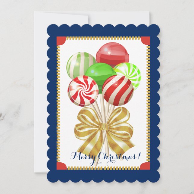Christmas lollipops candy confections bow holiday card (Front)