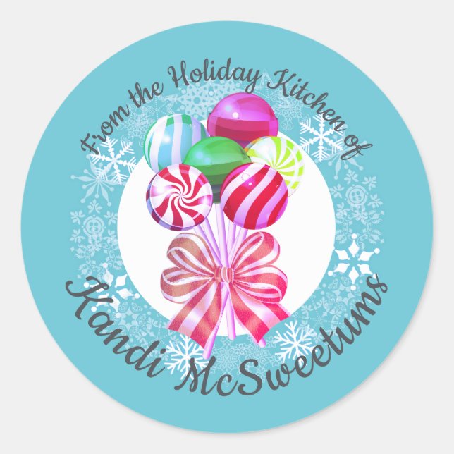 Christmas lollipops candy from the kitchen of classic round sticker (Front)