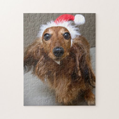 Christmas Longhair Dachshund Jigsaw Puzzle