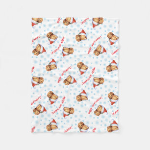 Christmas Longhaired Dachshund Fleece Blanket