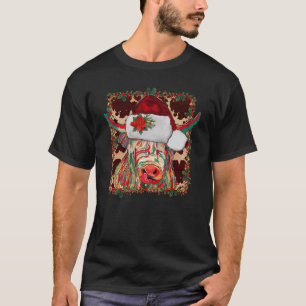 Christmas Longhorn Cow Cute Christmas Western T-Shirt