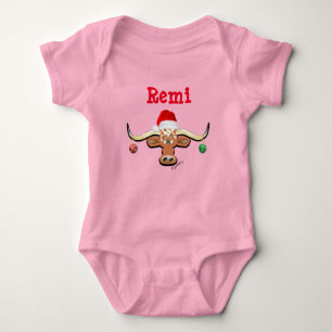 Christmas Longhorn Steer Baby Bodysuit