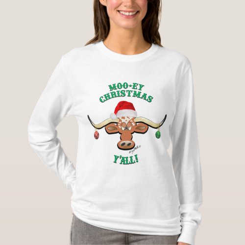 Christmas Longhorn Steer T_Shirt