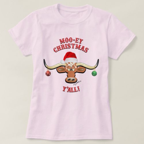 Christmas Longhorn Steer T_Shirt