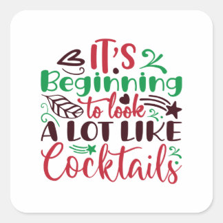Christmas look like cocktails square sticker