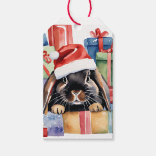 Christmas Lop Bunny Rabbit Gift Tags