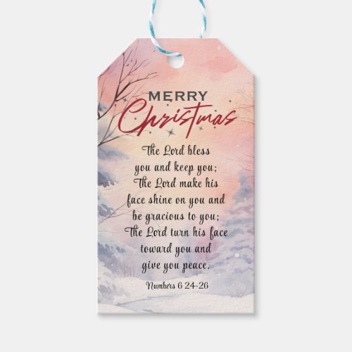 Christmas Lord Bless You Bible Verse Winter Snow Gift Tags