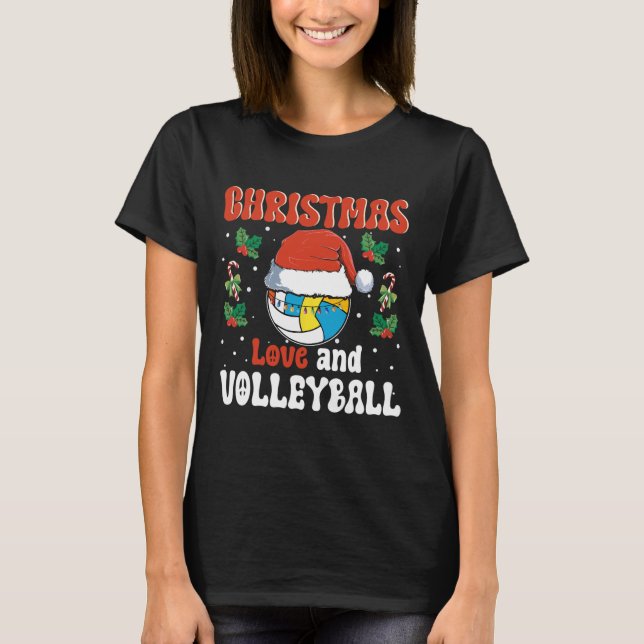 Christmas Love And Volleyball Santa Sports Design  T-Shirt (Front)