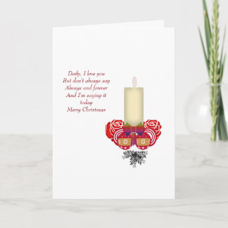 Christmas Love, Candle, Roses Greetings Card