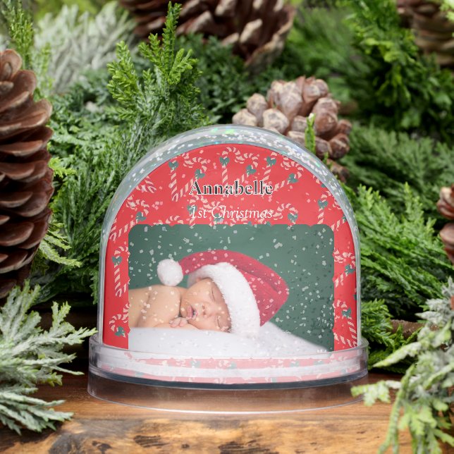 Christmas Love Candy Canes Baby Photo Snow Globe (Winter)