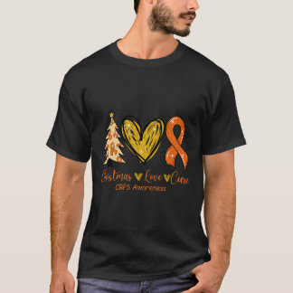 Christmas Love Cure Orange Ribbon Crps Awareness X T-Shirt