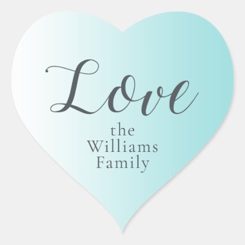 Christmas Love Custom Name Shiny Blue Ombre Heart Sticker