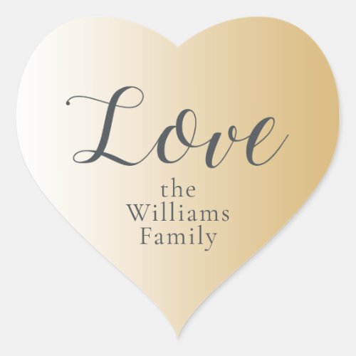 Christmas Love Custom Name Shiny Gold Ombre Heart  Heart Sticker